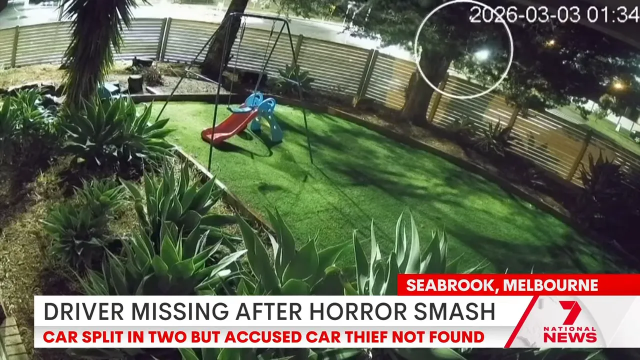 Security camera still of front yard with circled area on the road behind a fence indicating vehicle movement, Seabrook.