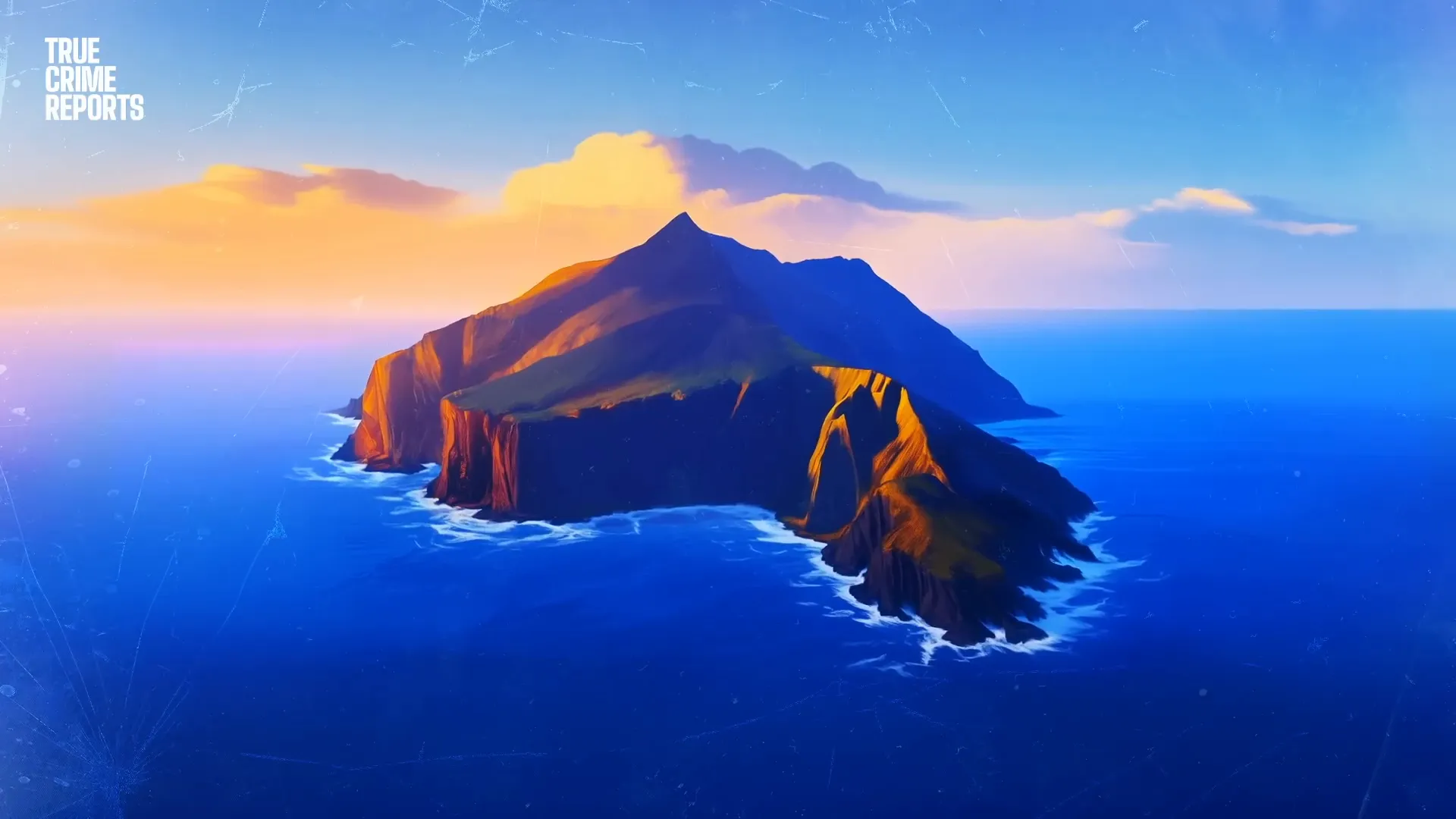 Aerial view of Pitcairn Island rising from the ocean