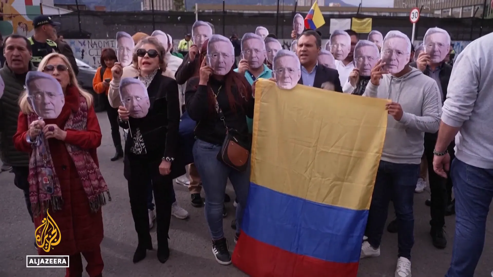 Supporters of Alvaro Uribe protesting