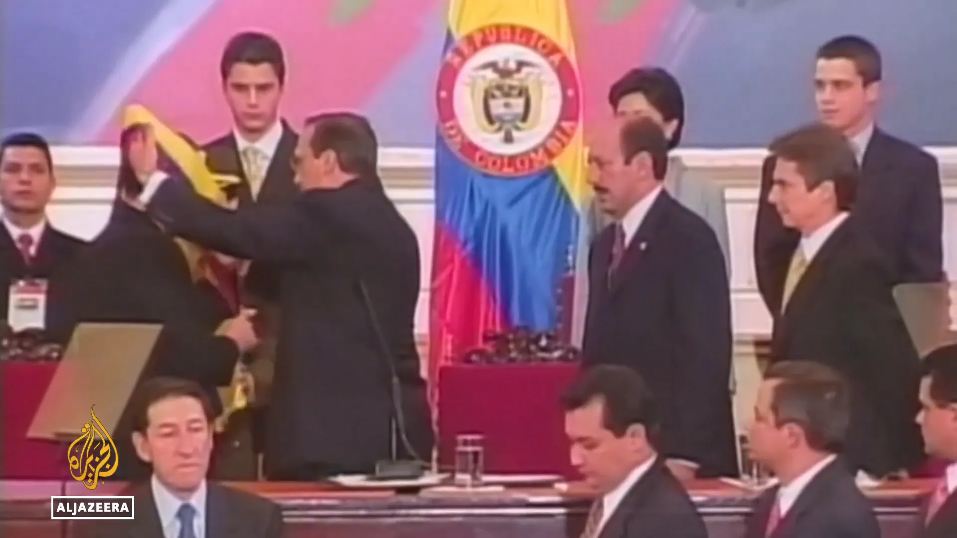 Alvaro Uribe speaking during his presidency