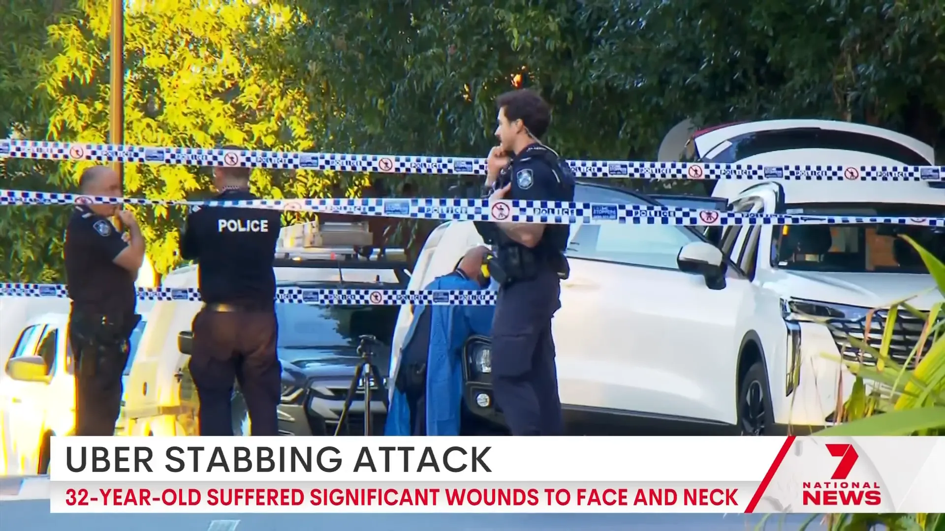 Police and emergency crews at the scene near the food court