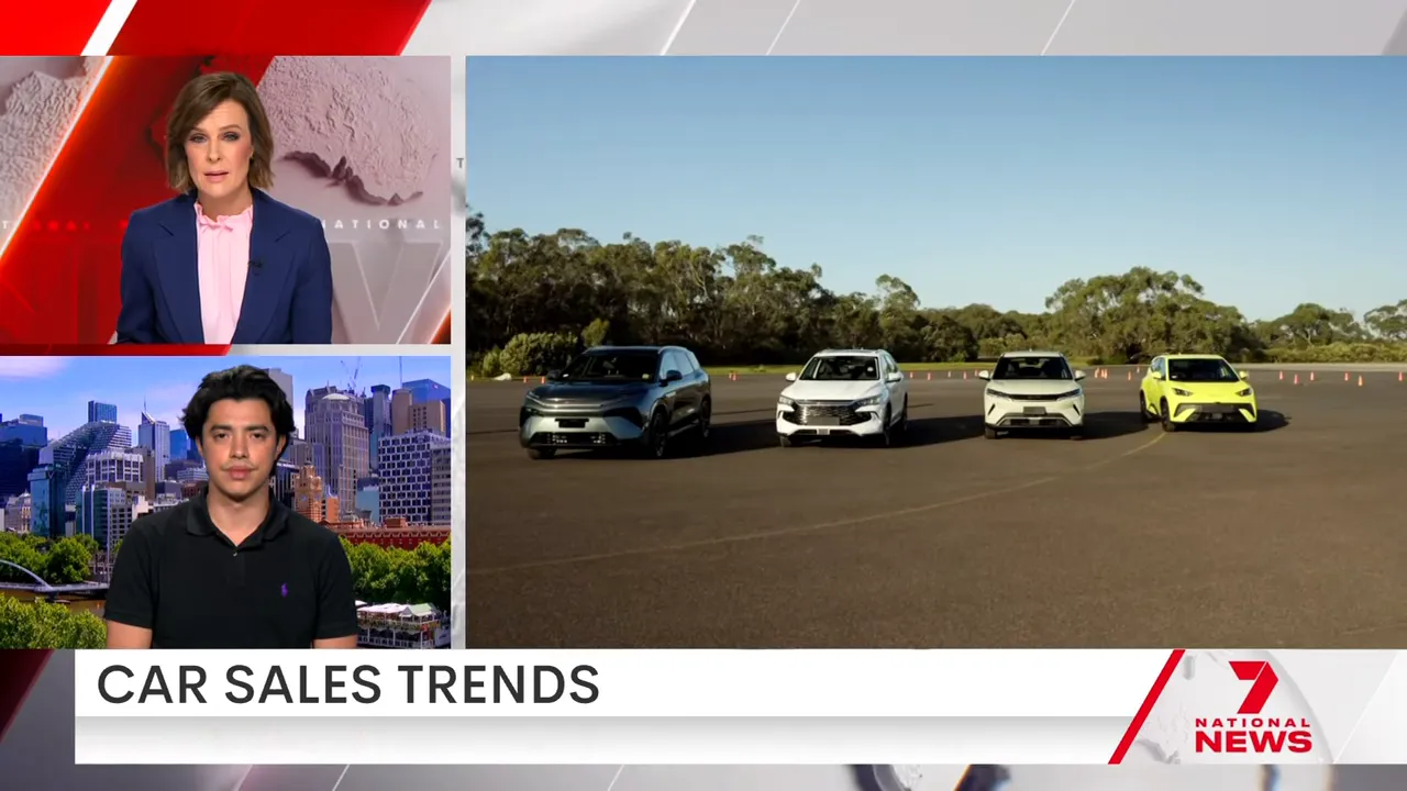 BYD vehicles lined up at a dealership