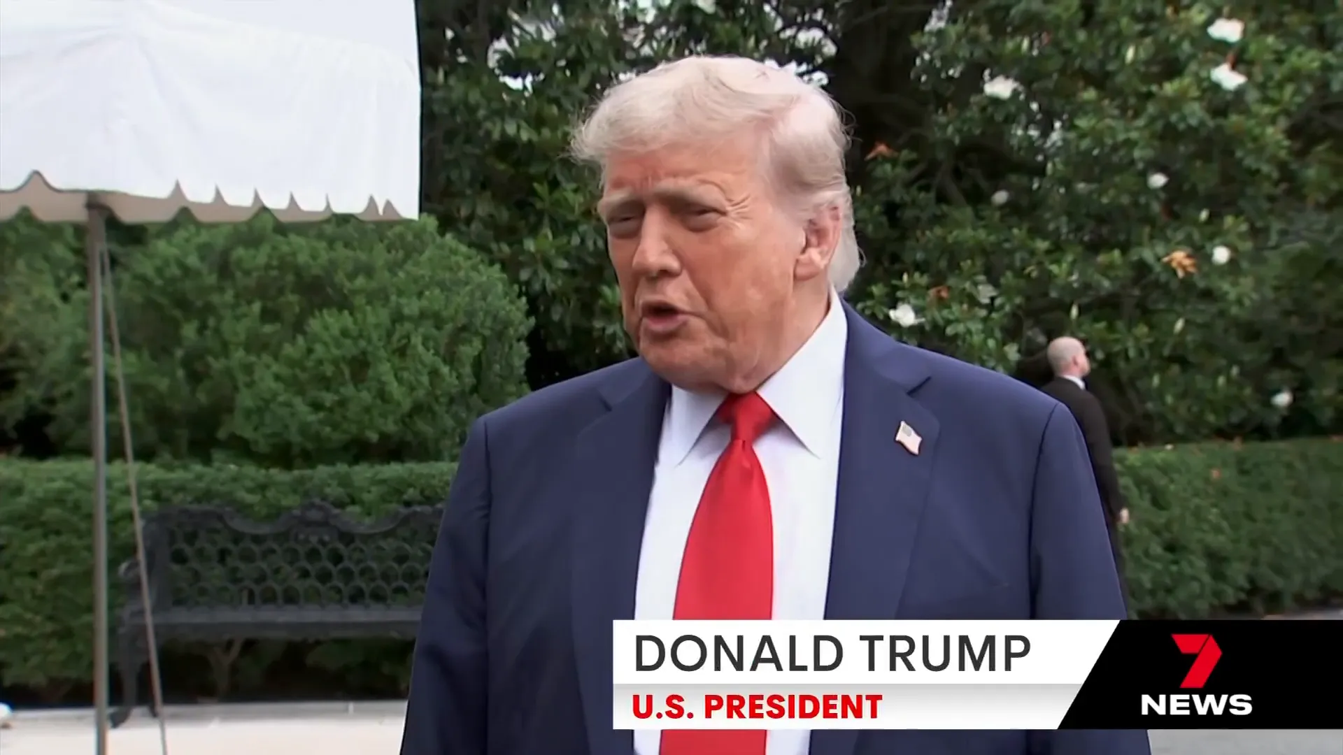 President Trump speaking about conflict on way to G7 summit