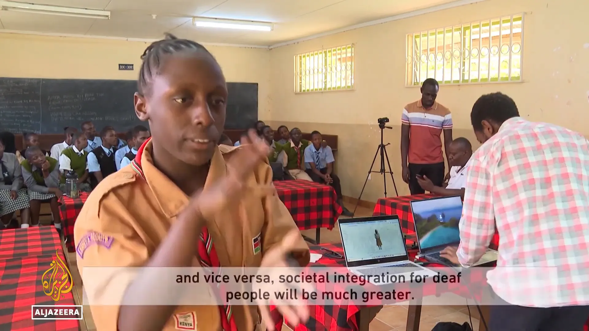 Curious deaf learners exploring AI technology with SignVerse