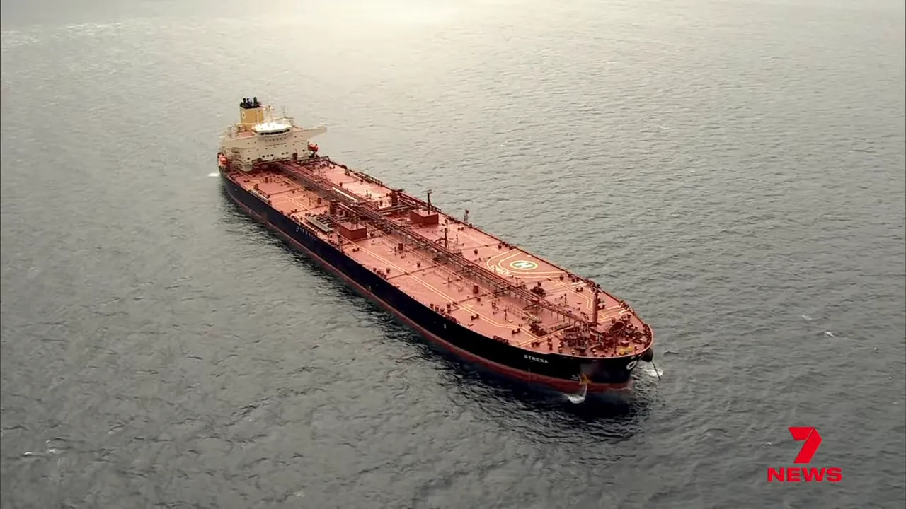 Cargo tanker ship at sea carrying petroleum supplies for international diesel markets