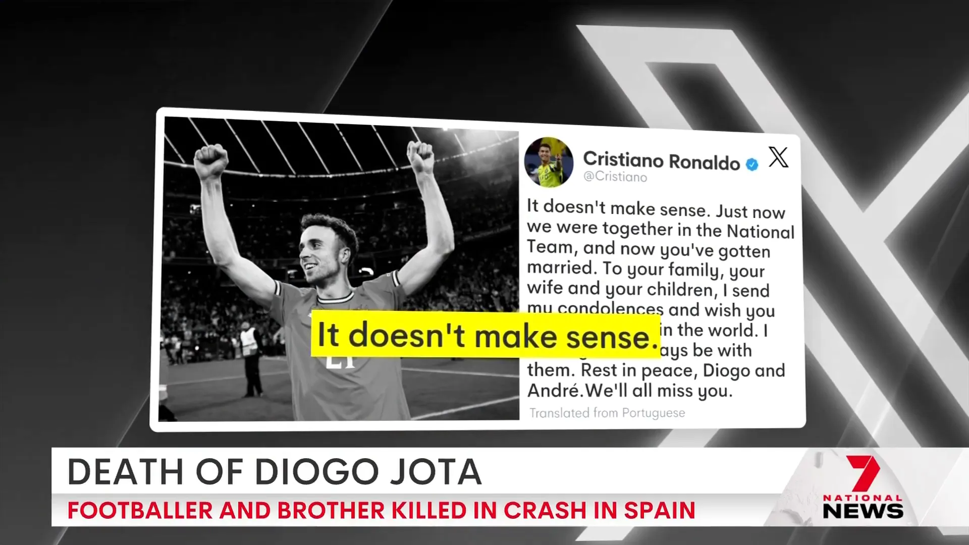 Cristiano Ronaldo tribute tweet to Diogo Jota
