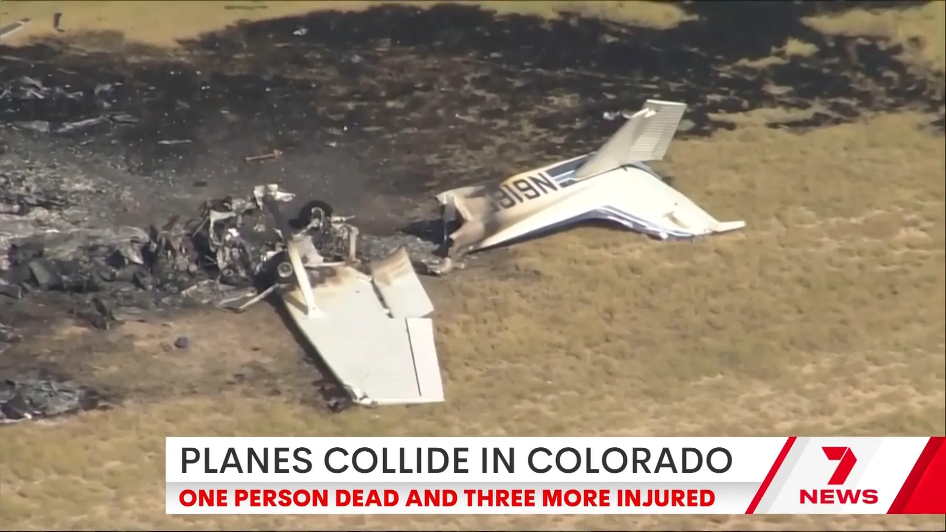 Damaged fuselages torn apart after mid-air collision