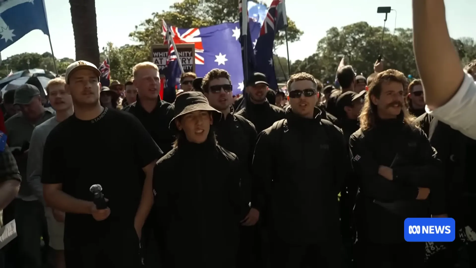 Crowds at the anti-immigration rally earlier in the day