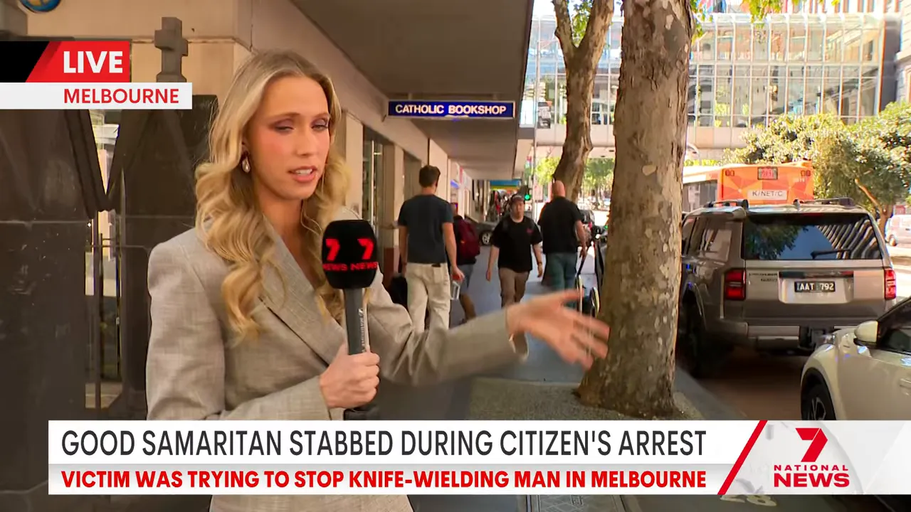 Police and bystanders near the Melbourne Central precinct