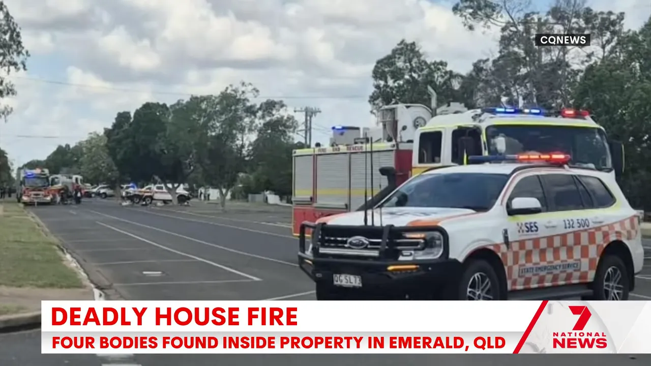Emergency services at the burnt house in Emerald public housing complex