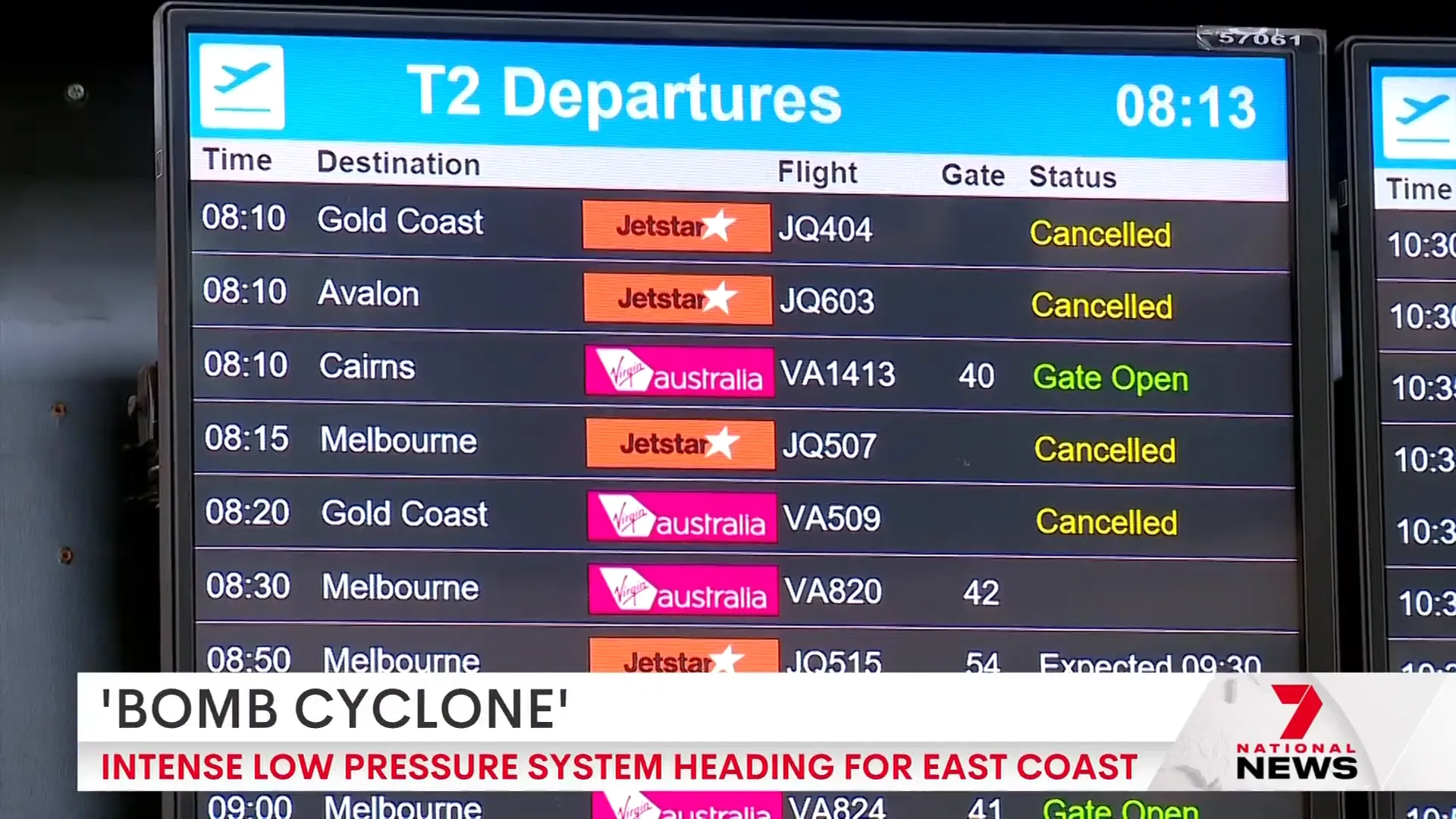 Sydney Airport with flight disruption notices