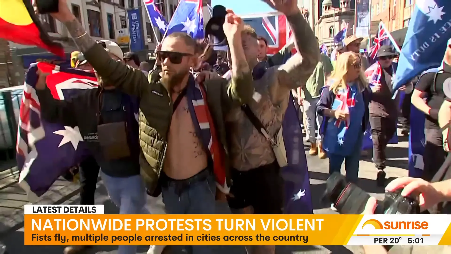 Crowd of protesters in Melbourne CBD