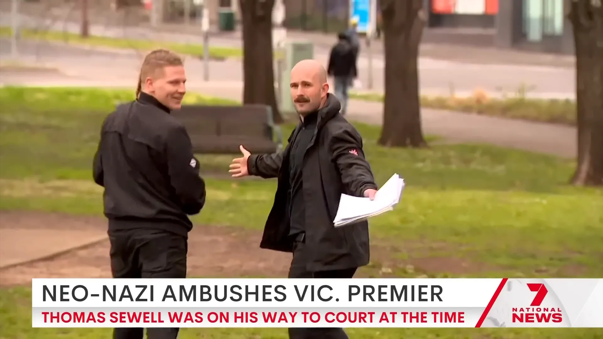 Sewell shouting 'Why don't Australians have the right to protest?'