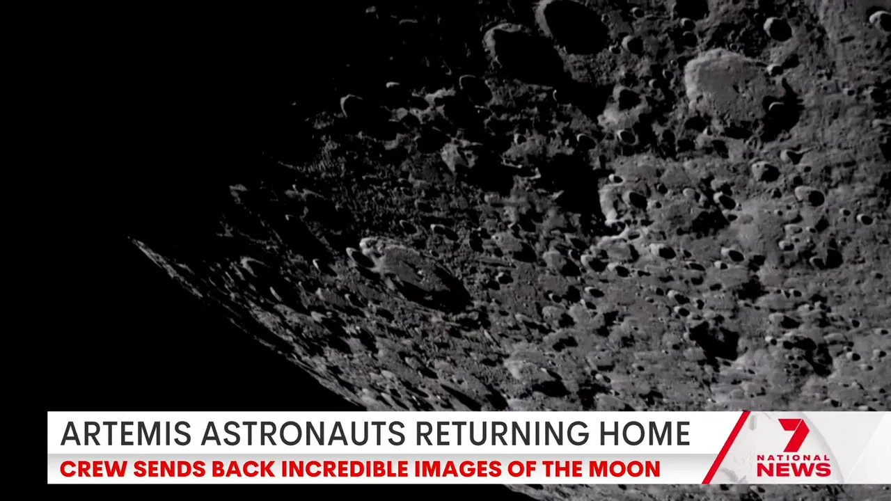 High-detail view of the Moon’s cratered surface during Artemis 2 imaging