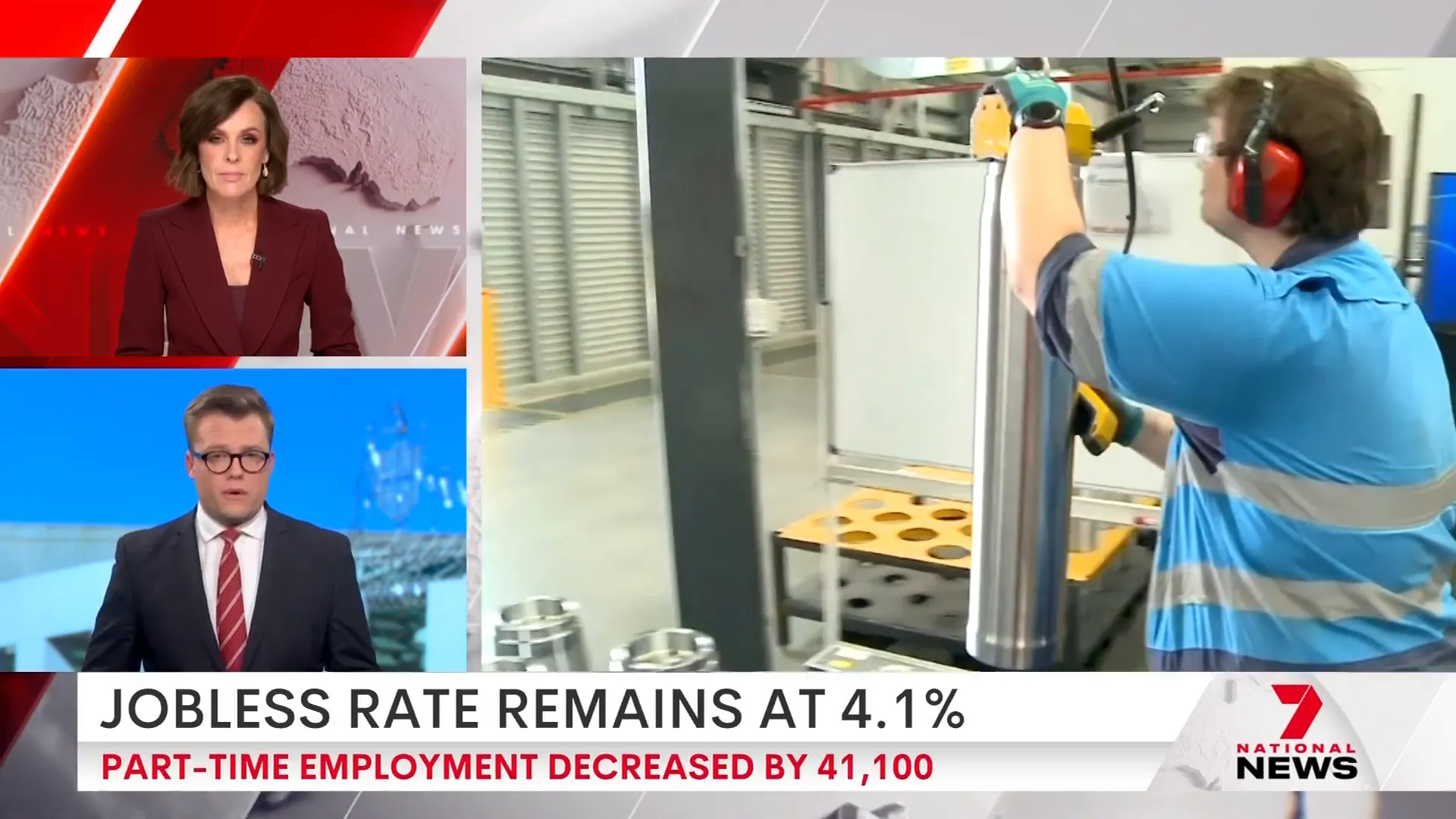 Graph showing employment changes with full-time jobs rising and part-time jobs decreasing
