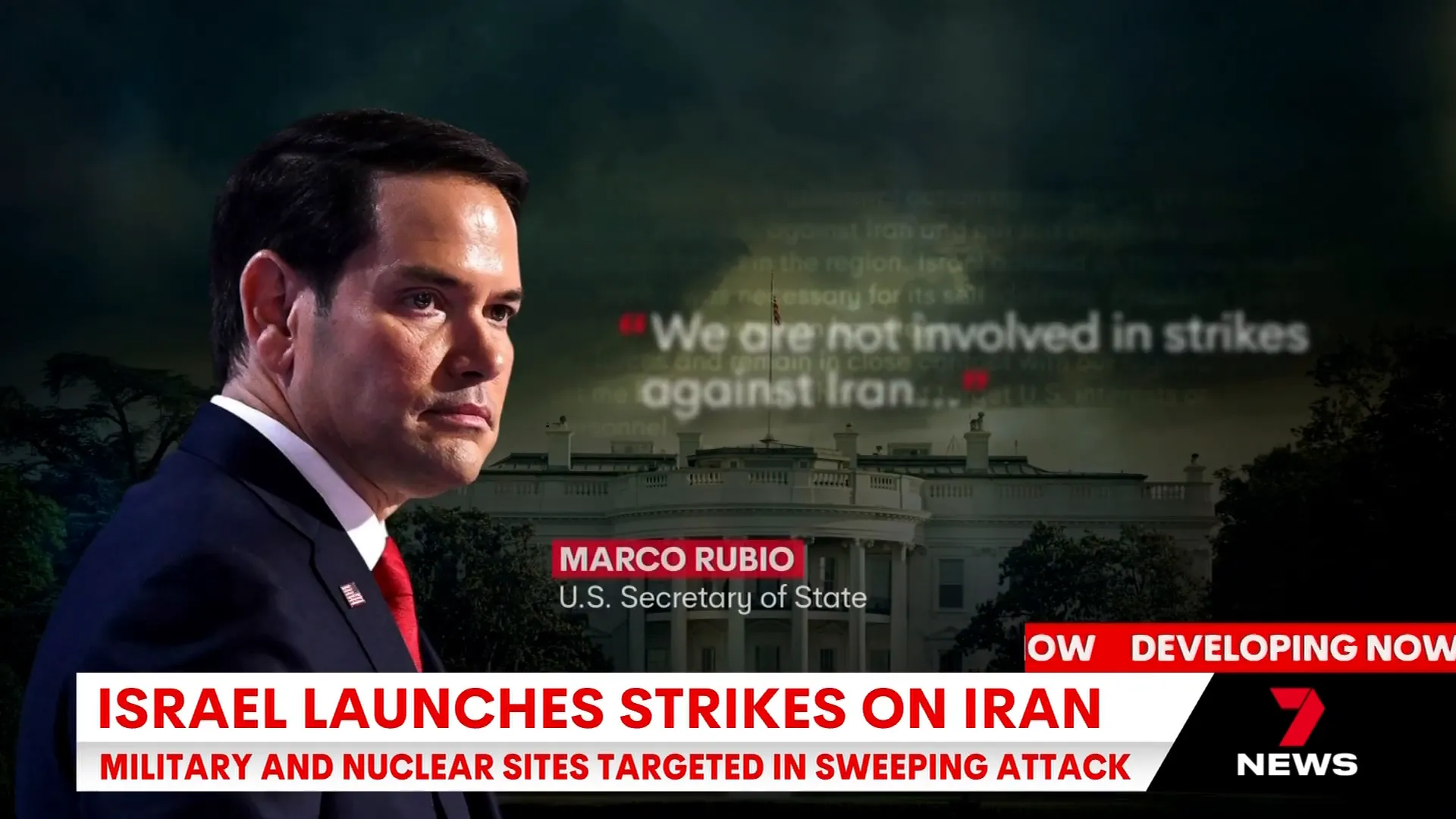 US Secretary of State comments on Israeli airstrikes