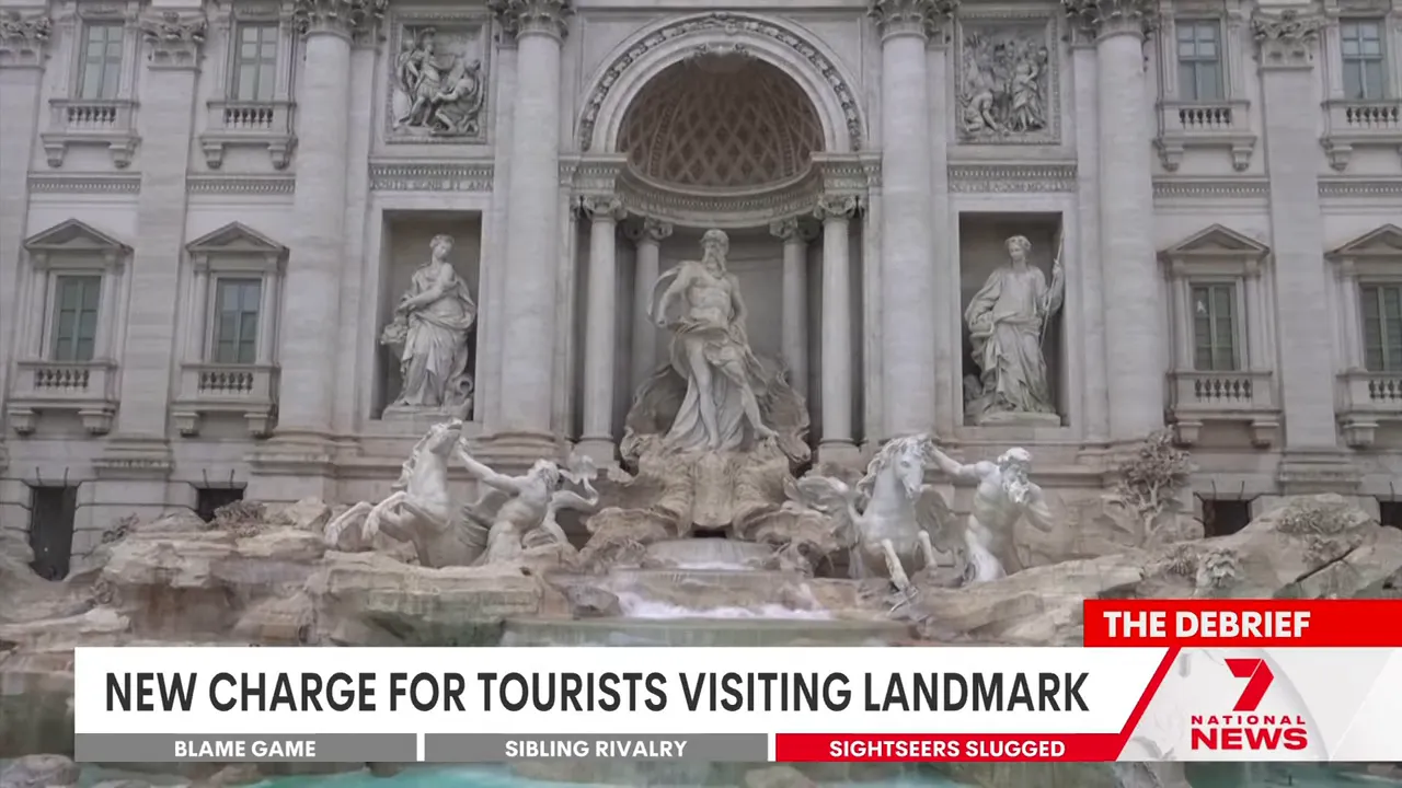 The Trevi Fountain in Rome showing the central statues, baroque façade and pool