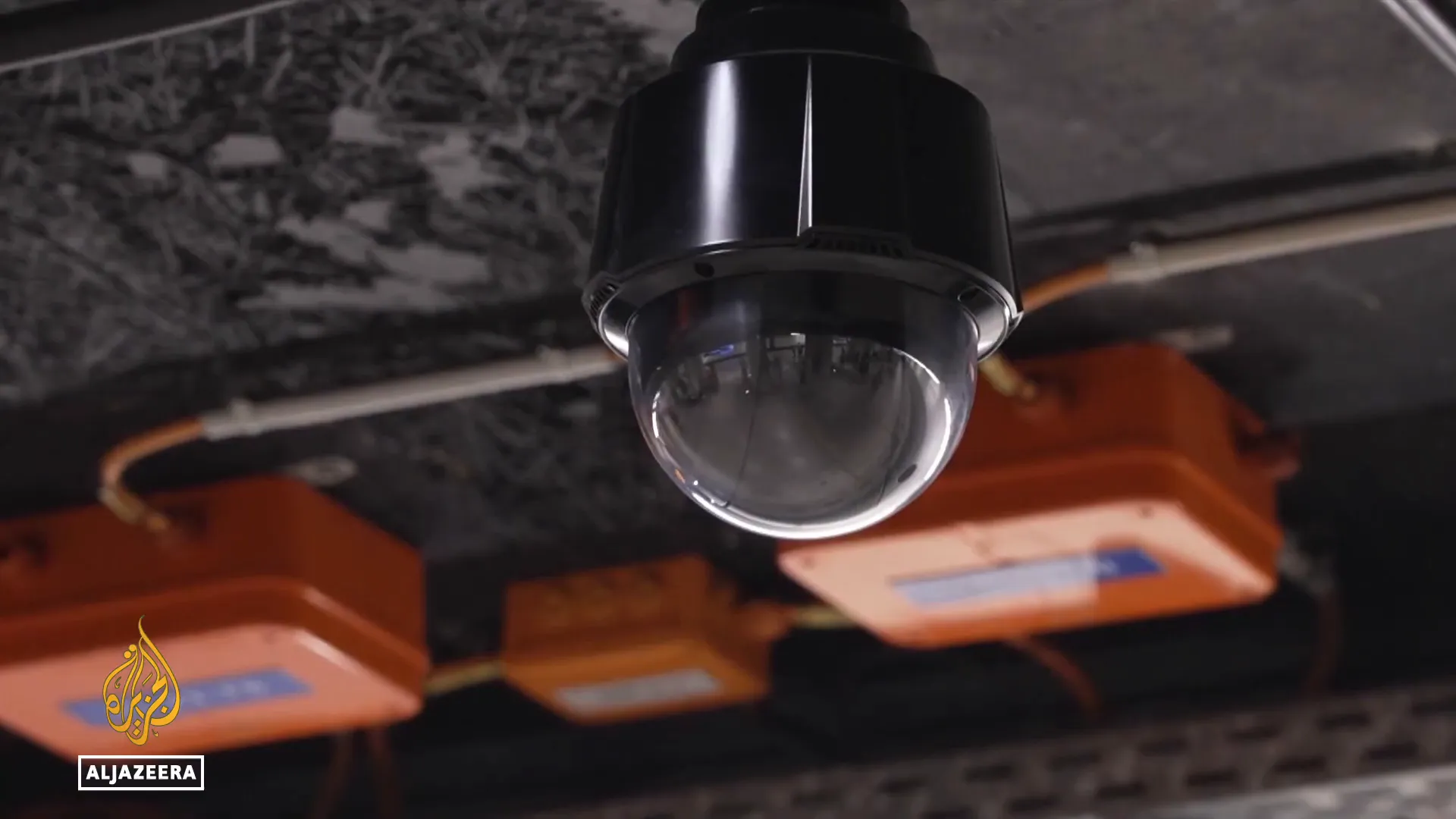 Empty CCTV footage screen at Amsterdam central station