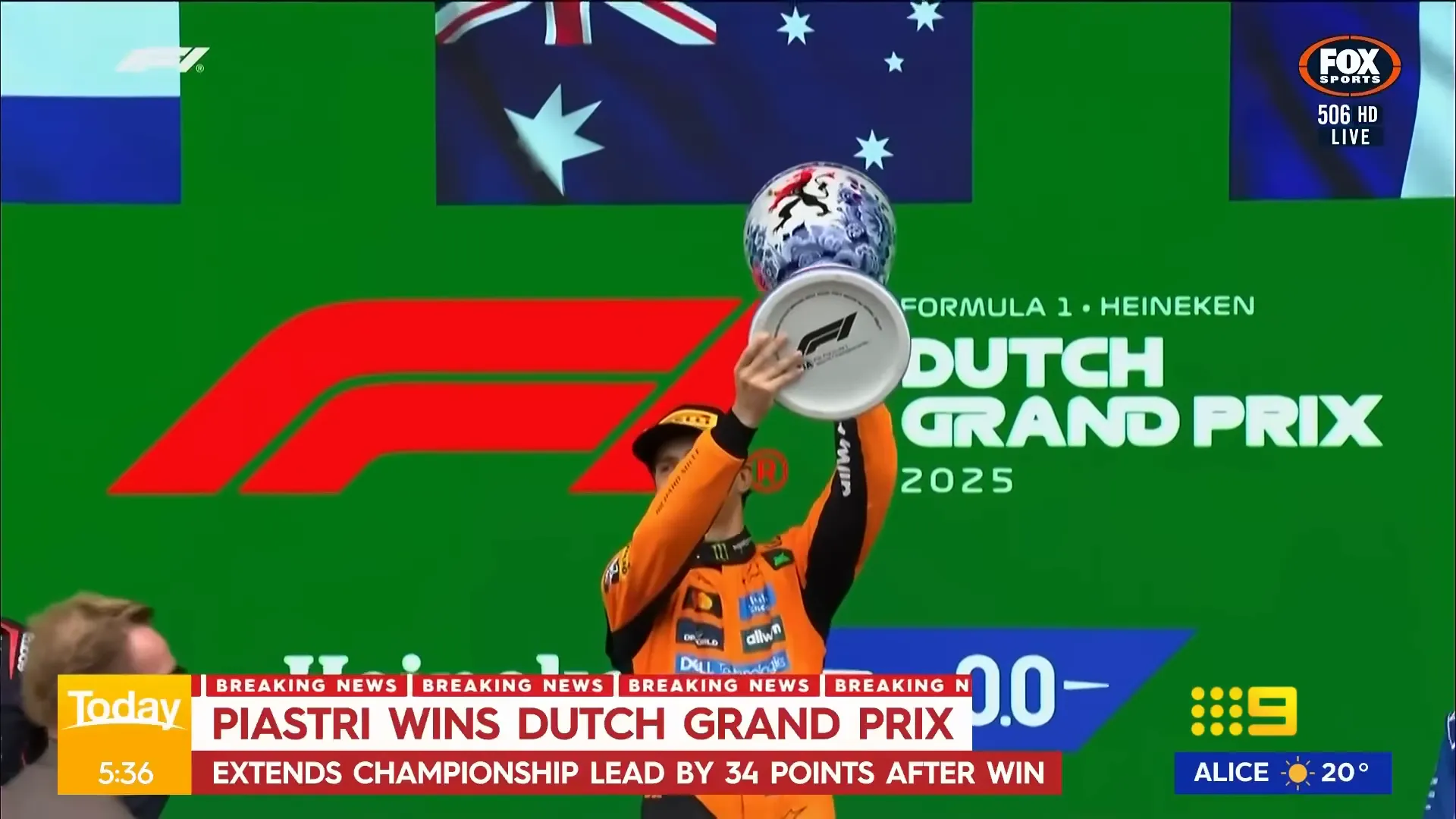 Oscar Piastri celebrating his Dutch Grand Prix victory