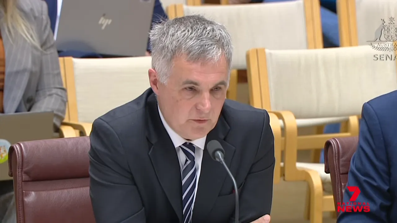 Stephen Rue apologising to the Senate