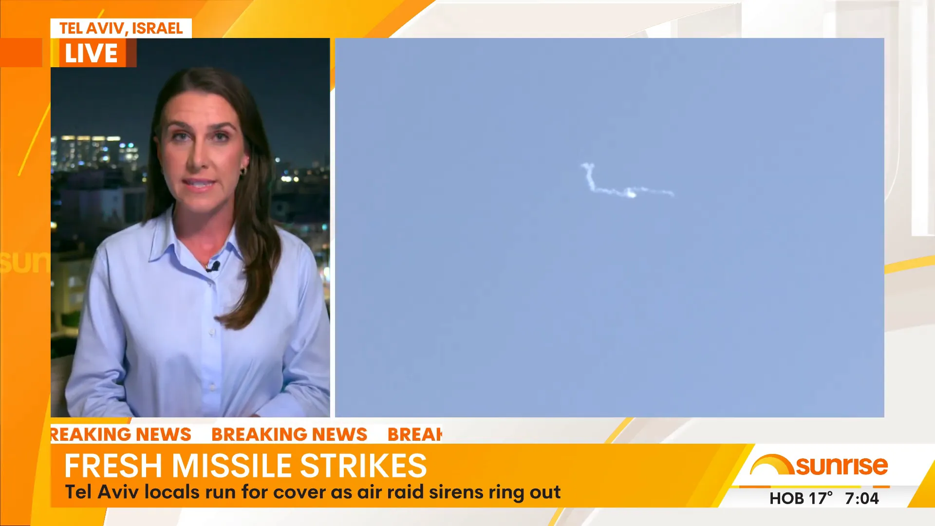 Ballistic missile being intercepted in Israel