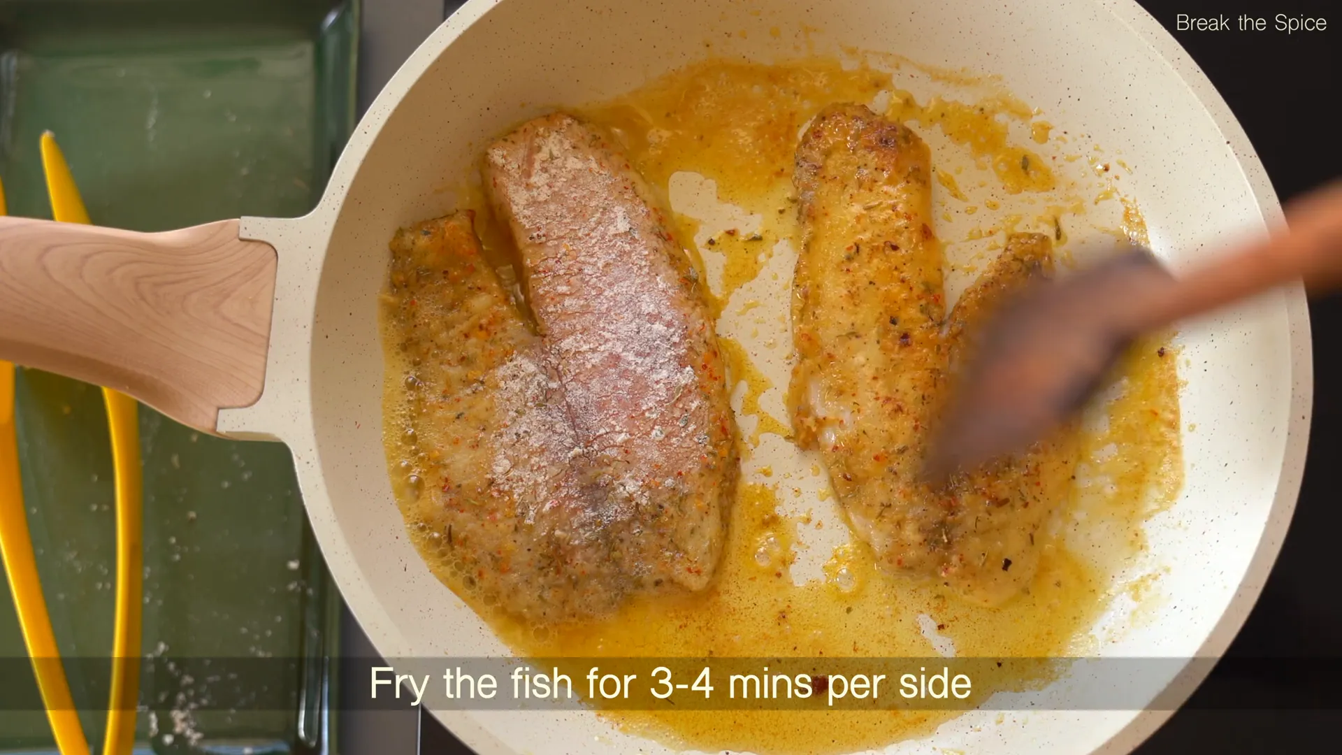 Cooking the tilapia in the skillet