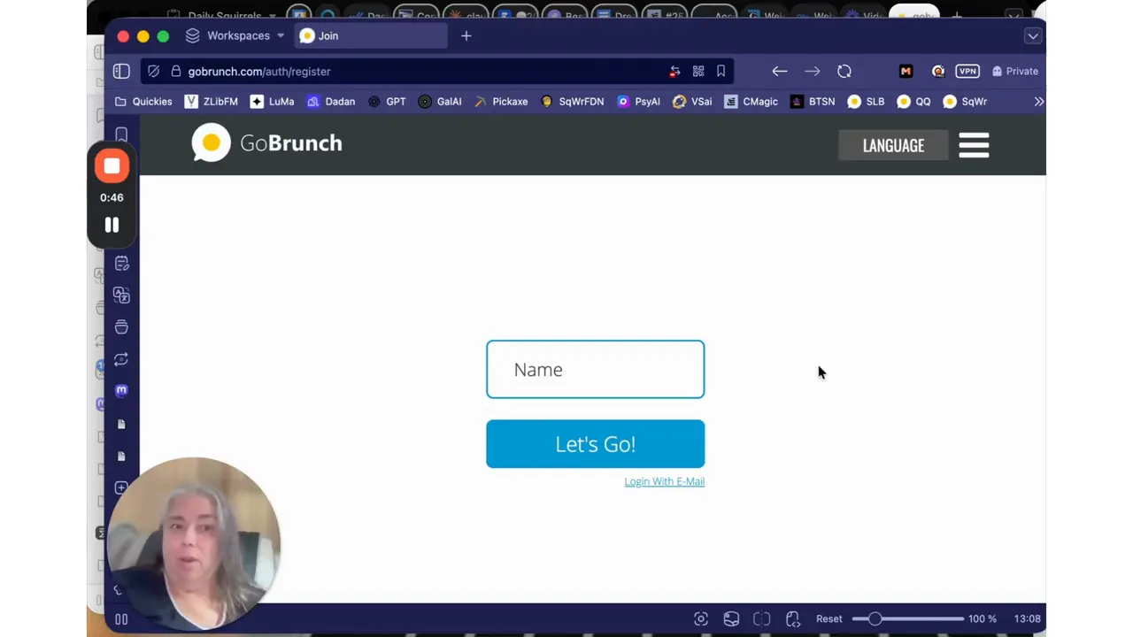 GoBrunch loading in a web browser on desktop
