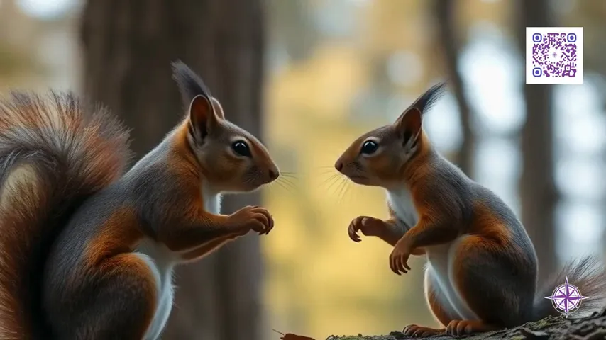 Squirrel gathering nuts