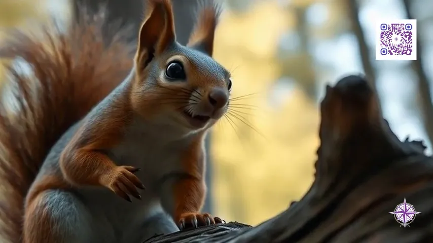 Squirrel navigating through branches