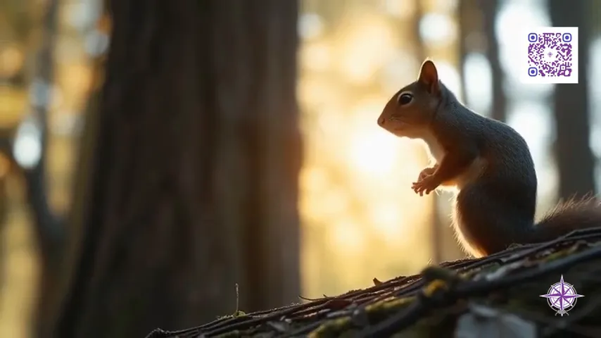 Squirrel taking action to gather food