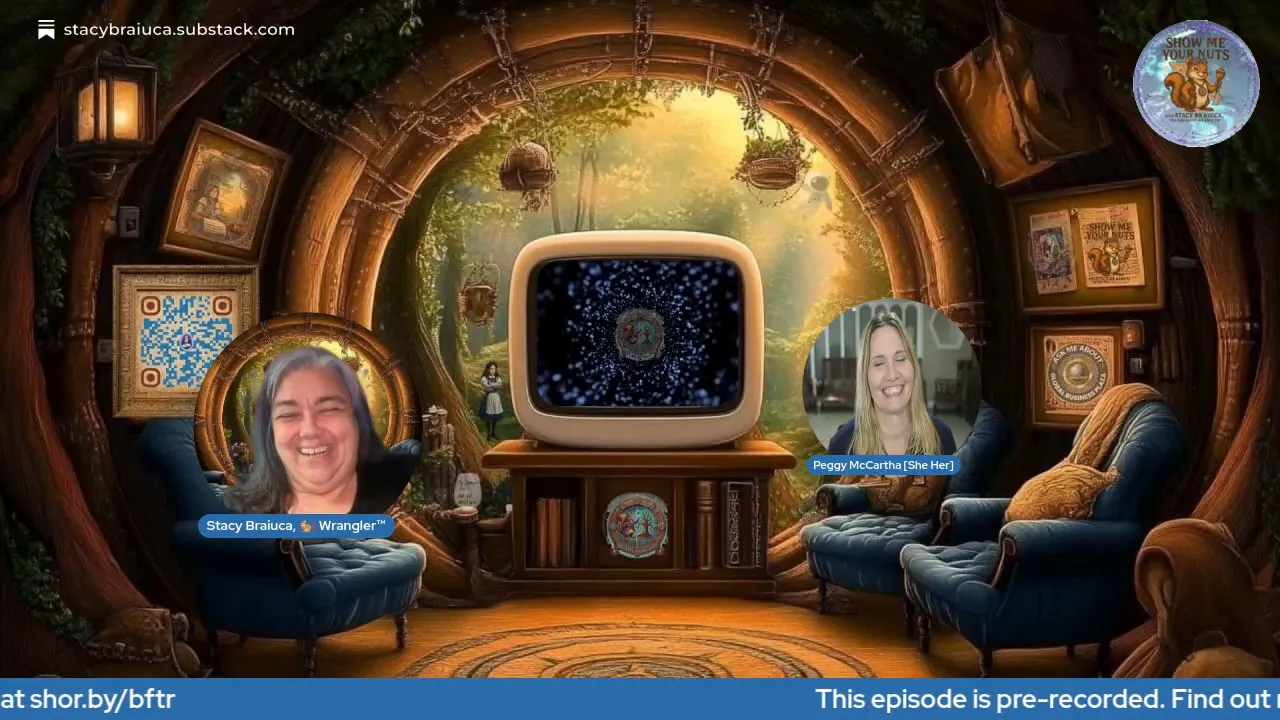 Stacy and Peggy laughing about going down squirrel rabbit holes