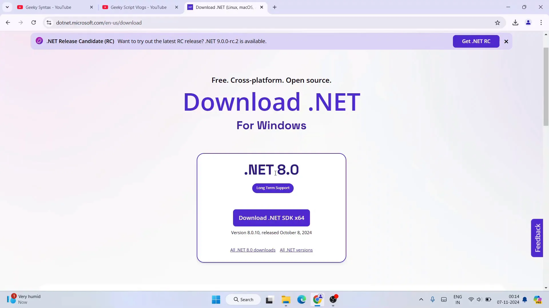 How to Install Dotnet SDK 8 on Windows 10/11 2 Downloading Dotnet SDK