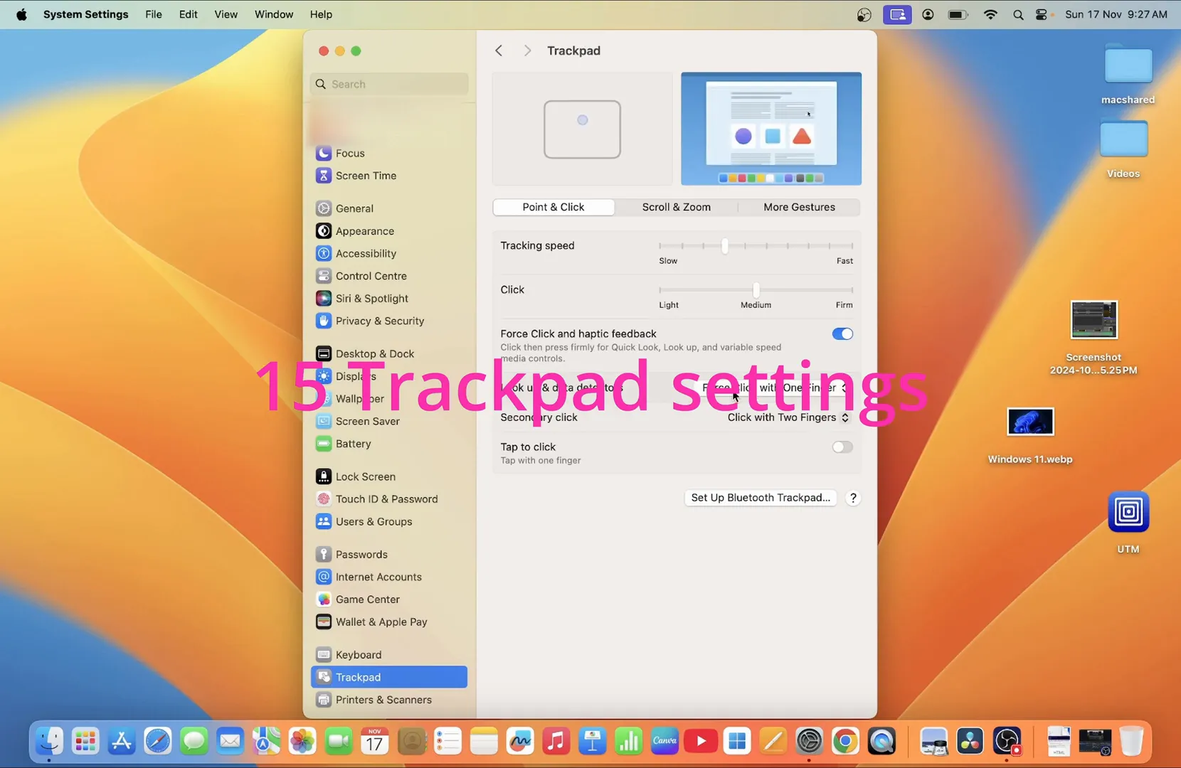 Mac Tutorial for Beginners: Essential Settings to Get Started 9 Trackpad settings showing customization options