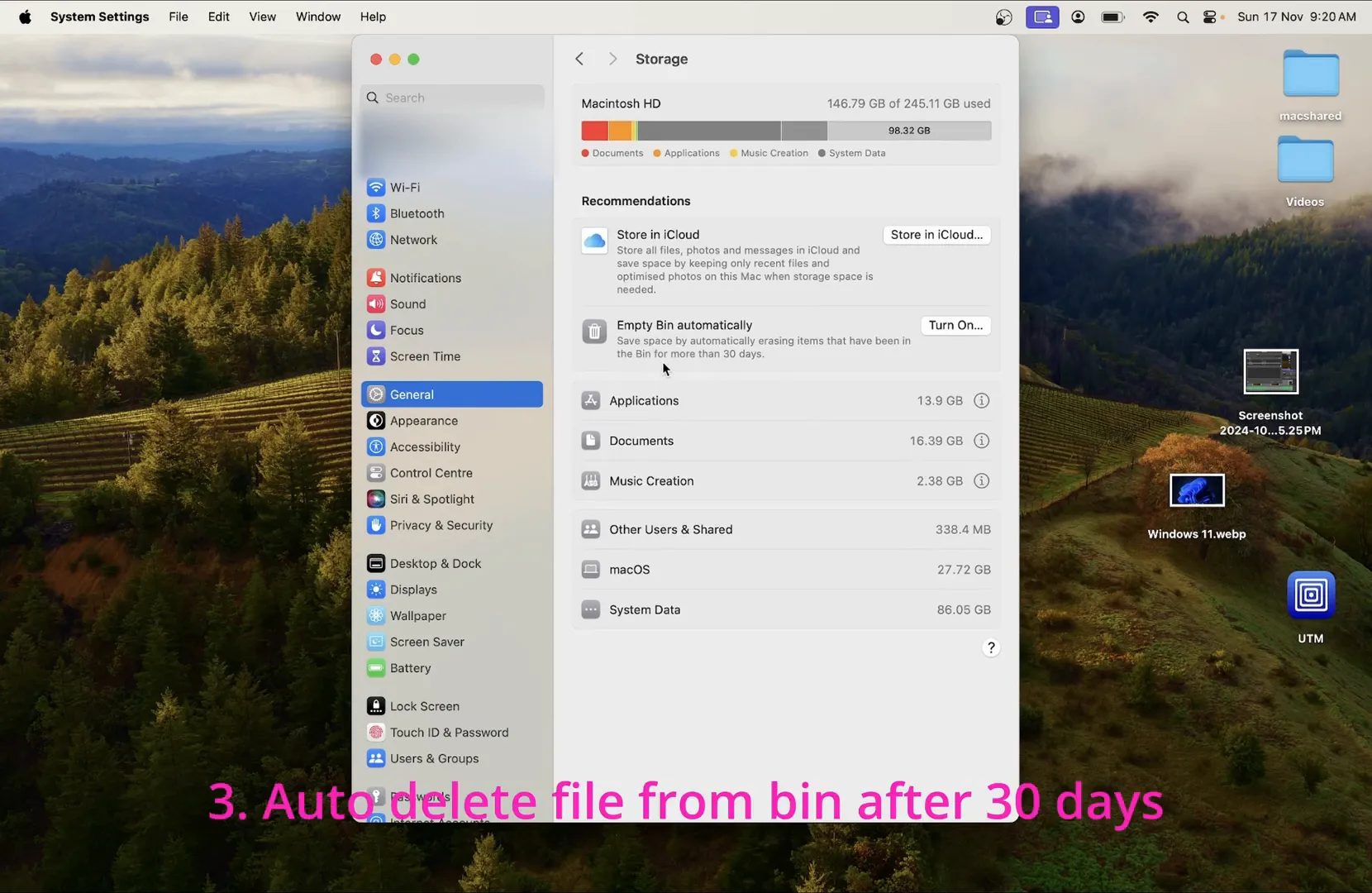 Mac Tutorial for Beginners: Essential Settings to Get Started 5 Auto-delete settings for files in the bin