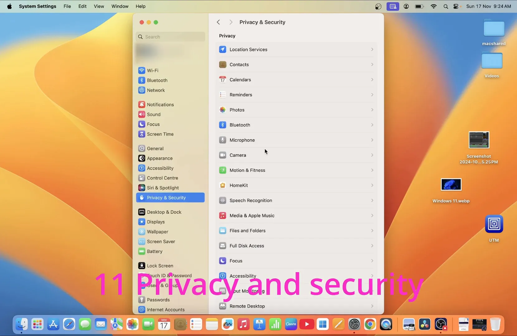 Mac Tutorial for Beginners: Essential Settings to Get Started 7 Privacy and security settings showing access permissions