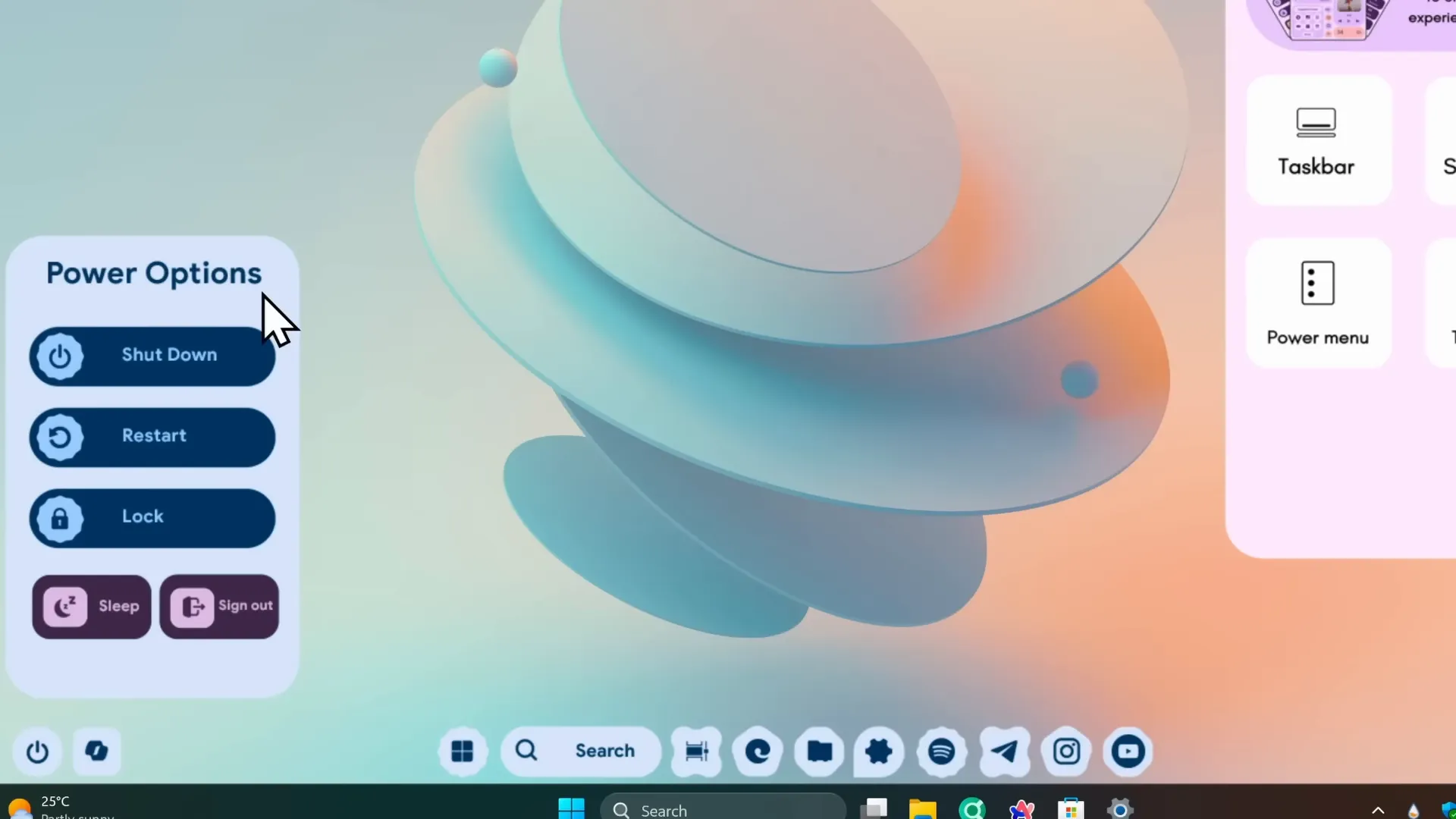Customize Windows 11: Achieve the Pixel UI Look 7 Power button widget