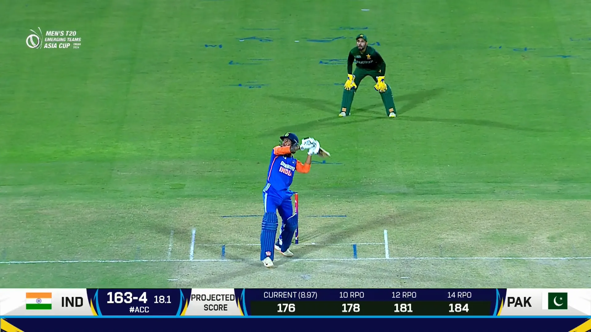 Asia Cup 2024 - India A vs Pakistan A: A Thrilling Encounter in the T20 Emerging Teams 5 Tilak Varma hitting a six