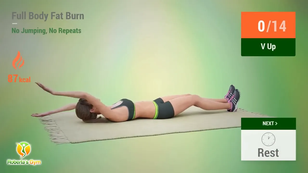30 Min Full Body Fat Burn No Jumping 15 V Ups exercise