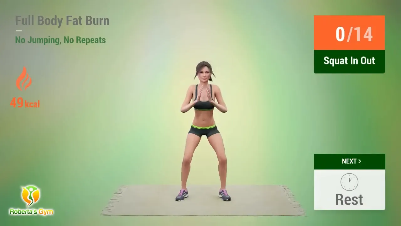 30 Min Full Body Fat Burn No Jumping 10 Squat In and Out exercise