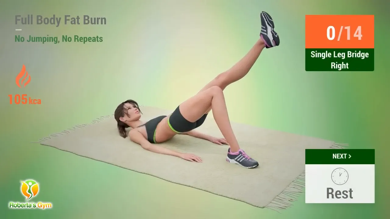 30 Min Full Body Fat Burn No Jumping 19 Single Leg Bridge exercise