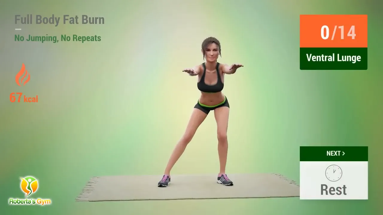 30 Min Full Body Fat Burn No Jumping 13 Ventral Lunge exercise