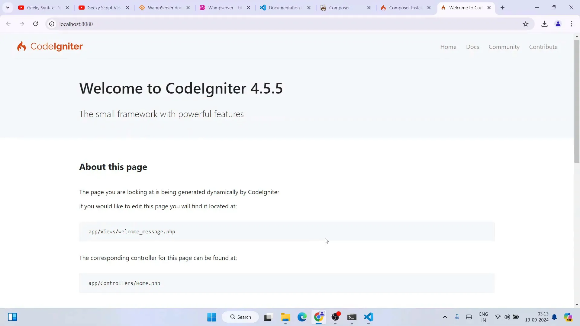 Install CodeIgniter on Windows: A Step-by-Step Guide 7 Starting CodeIgniter server