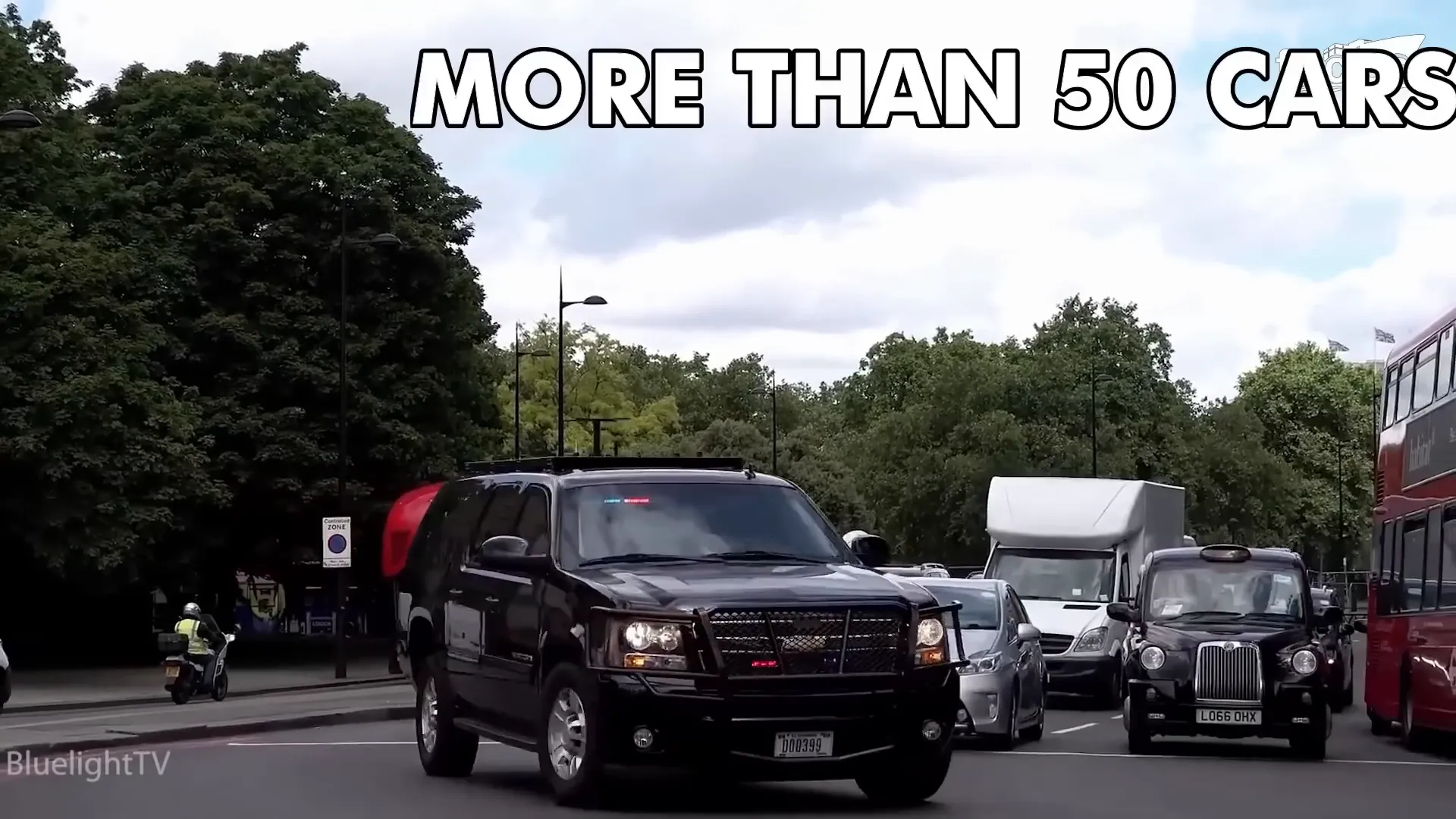 This is How US President Travels 2 Motorcade clearing the route with motorcycles and police cars.