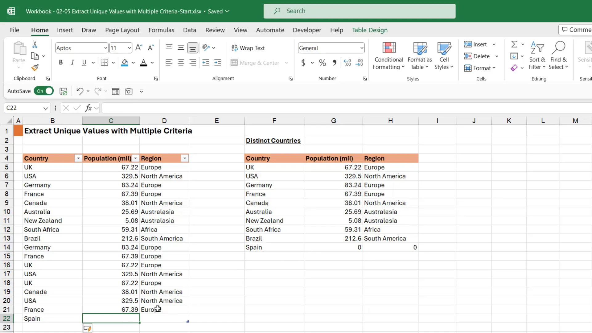 Extract Multiple Unique Columns in Excel 7 Adding new data and updating unique list