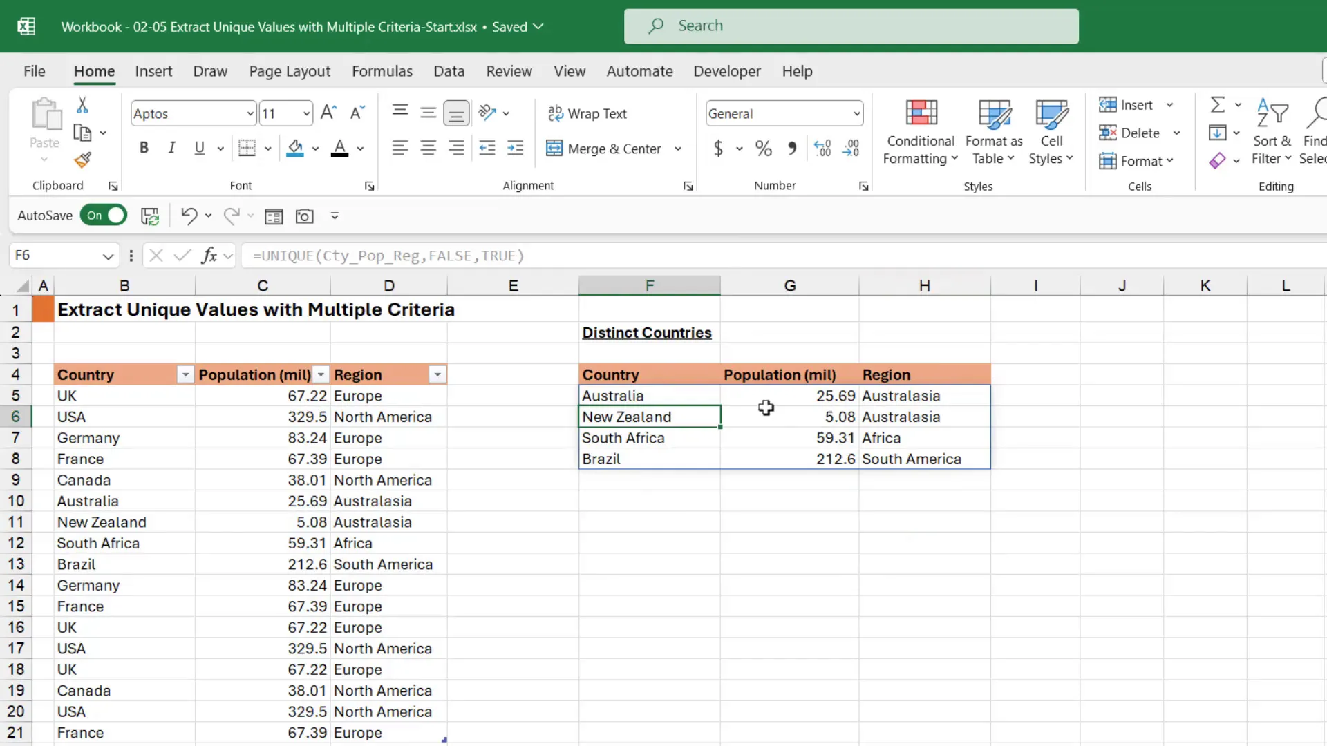 Extract Multiple Unique Columns in Excel 8 Changing the last argument to return unique values