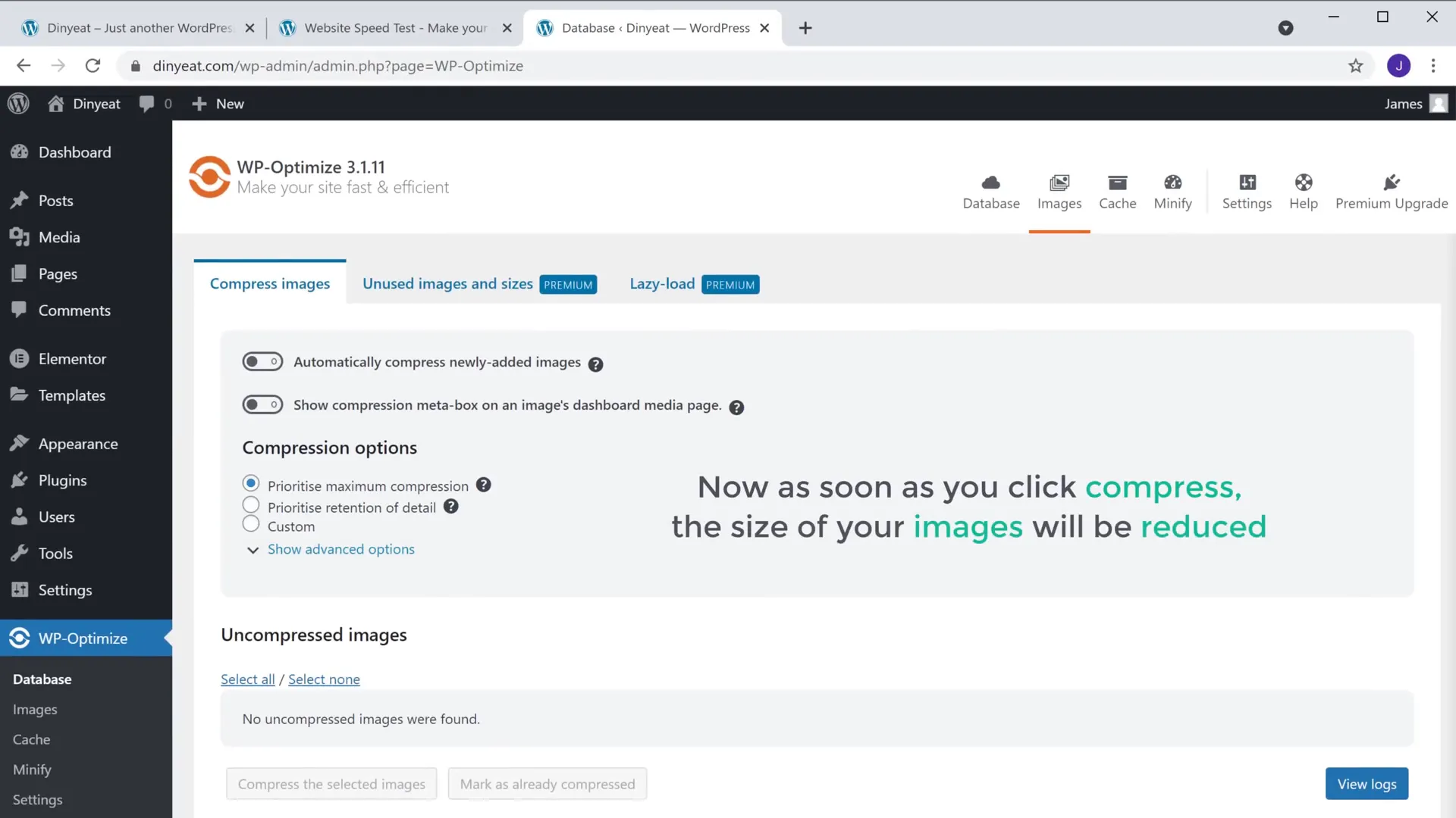 Speed Up Your WordPress Website: A Comprehensive Guide 3 Compress Images with WP Optimize
