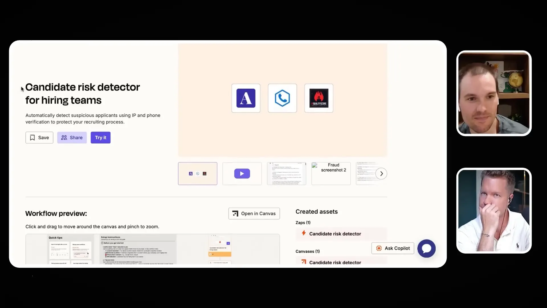 Candidate risk detector AI workflow in action