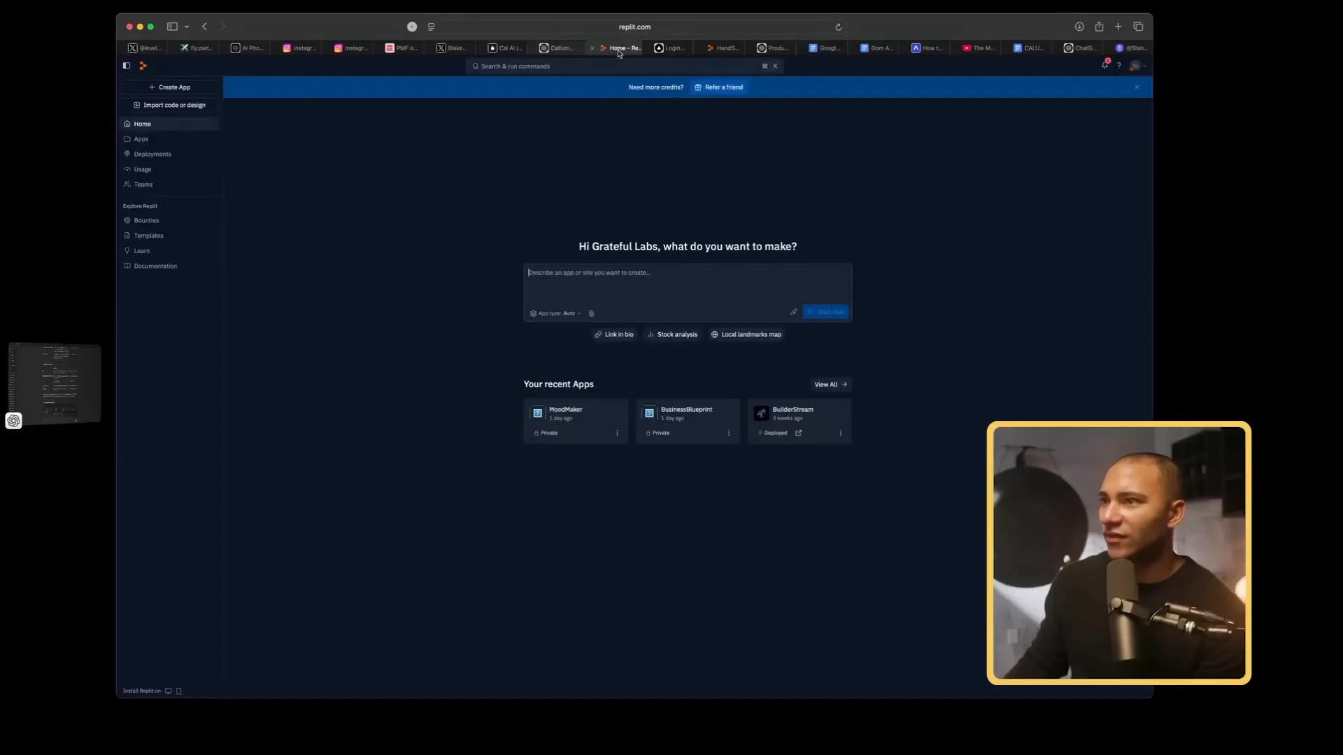 Using Replit to build an AI-powered website with natural language prompts