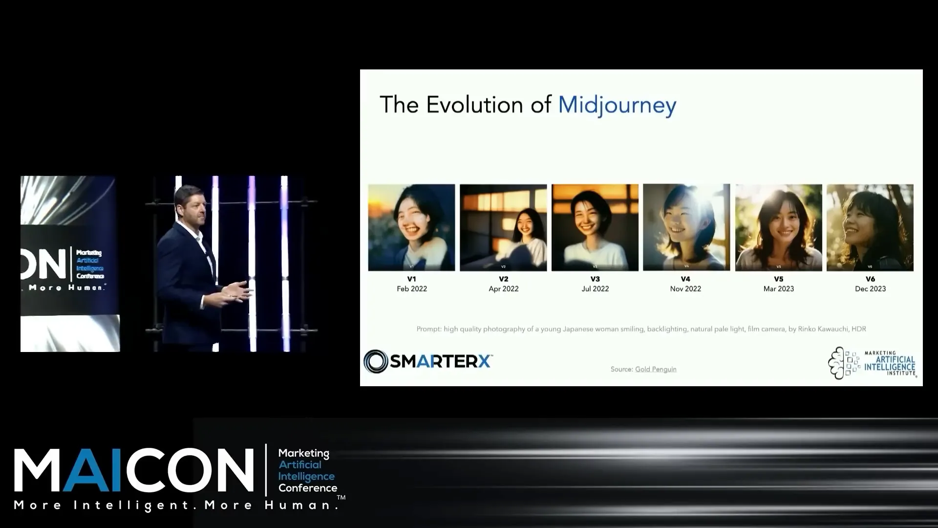 MidJourney AI image generation showing progression from abstract to photorealism over 23 months