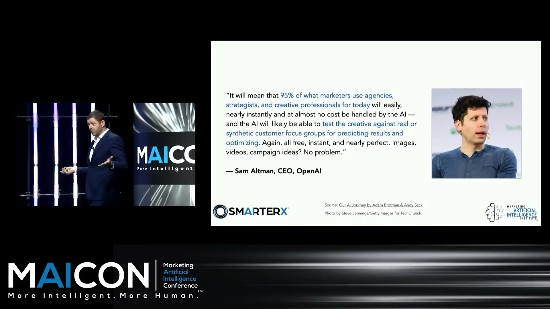 Sam Altman quote on AGI automating 95% of marketers' jobs